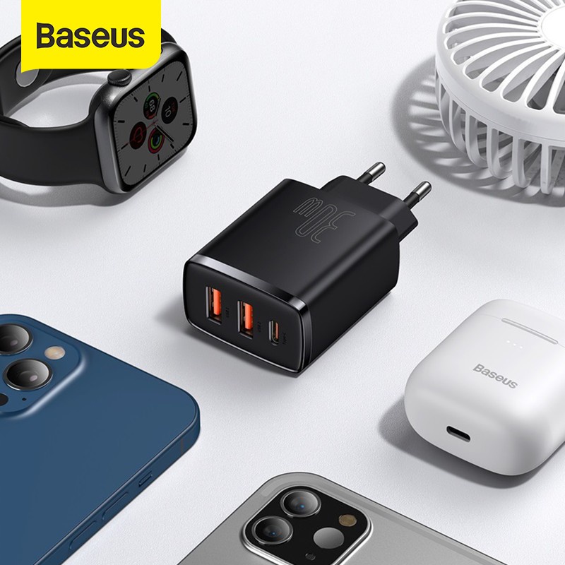 KEPALA CHARGER BASEUS QUICK CHARGING TYPEC DUAL USB 30W PD FAST CHARGE