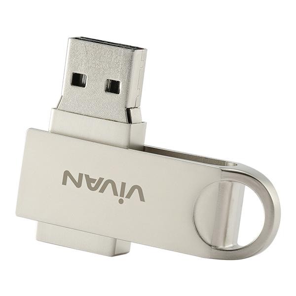 silver Flashdisk Vivan VF216 16gb / VF208 8gb with 360 rotation Pearl Nickel original