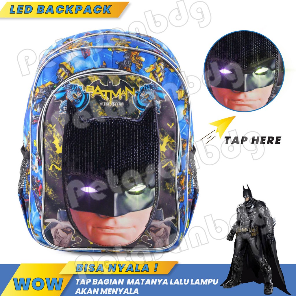 PTS - Ransel Sekolah Anak NYALA BATMAN - EXTRA - THE RIDE - RANSEL LED - LED BACKPACK