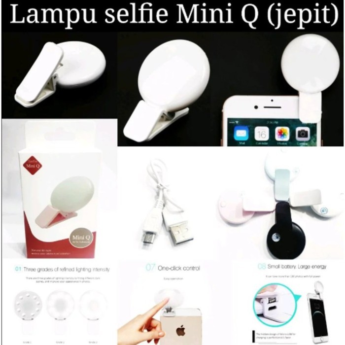 LED LAMPU SELFI 3MODE RING LIGHT , LAMPU SELFI MINI Q ,  PORTABLE SELFI RING LIGHT