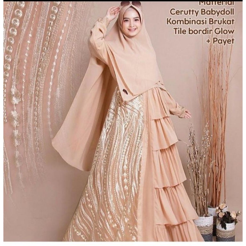Gamis Babydoll Set Khimar by 3V MOSLEM