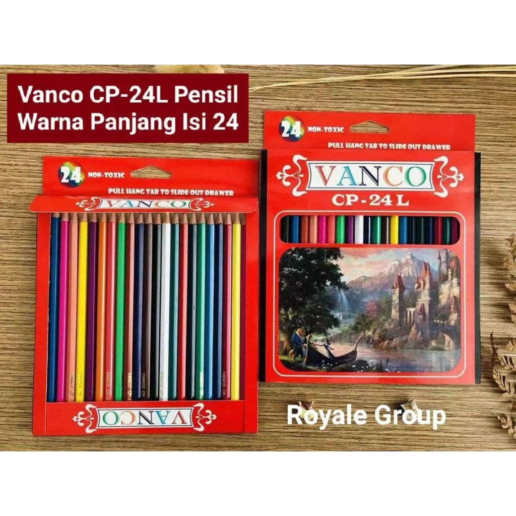 VANCO PENSIL WARNA PANJANG ISI 24 WARNA. CP24L