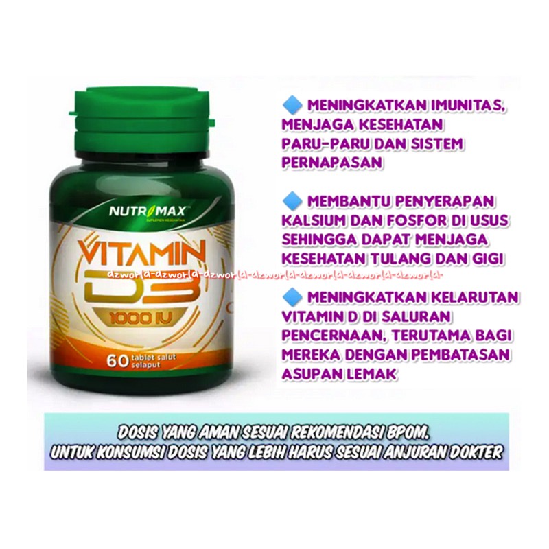 Nutrimax Vitamin D3 1000 IU 60tablet Vit D3 Untuk Tulang Kuat Nutri Max