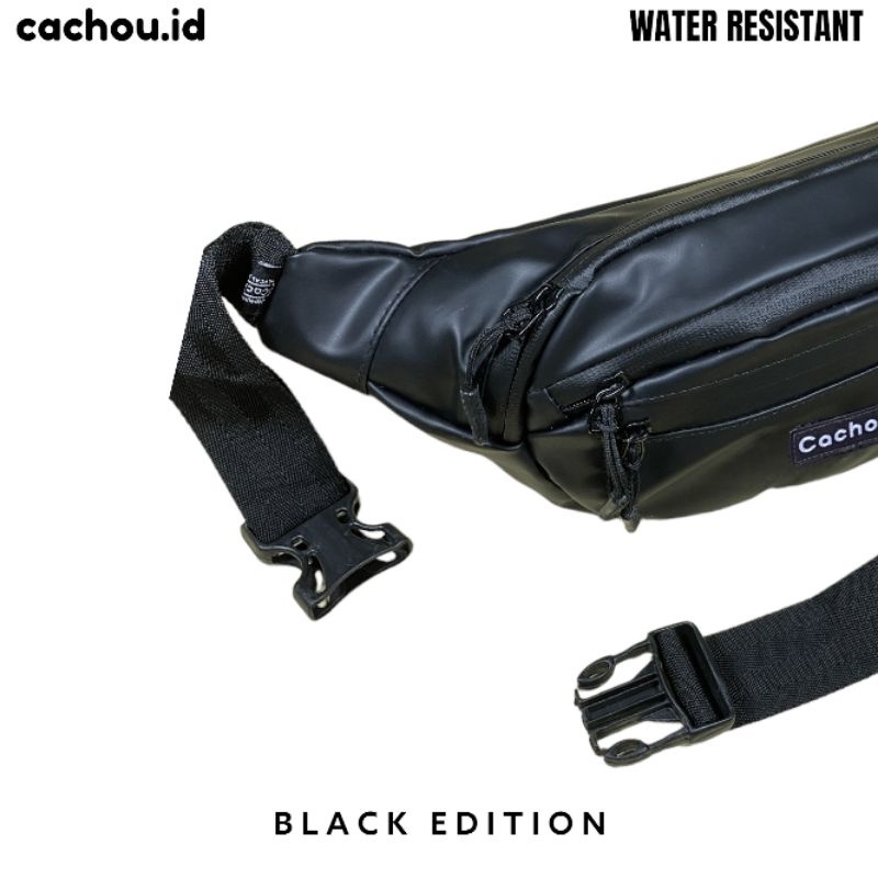 Tas Selempang Pria Cachou Waistbag Pinggang Waterproof Black Edition Westbag Slempang Laki laki Cowok Distro G765