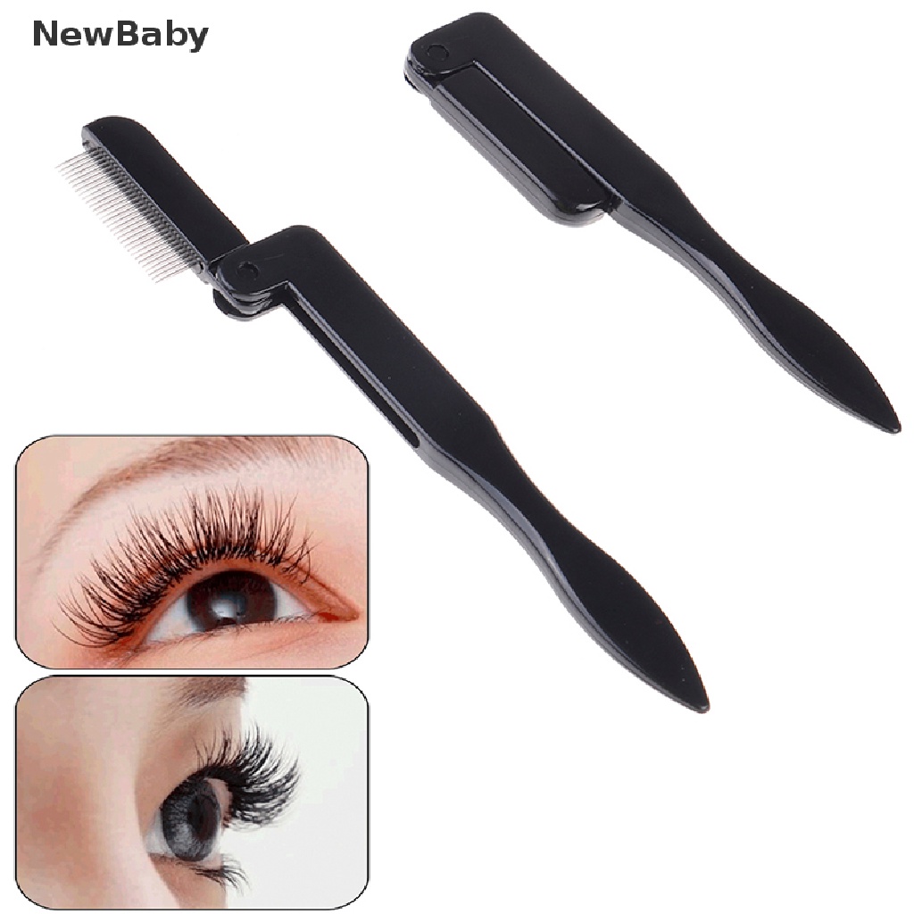 NewBaby Foldable eyelash comb metal eyebrow brush tool mascara separator lash curl black ID