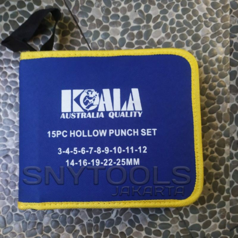 

Original Alat Pembolong Plong Gasket Kulit Set - KOALA Hollow Punch Set 15 Pcs