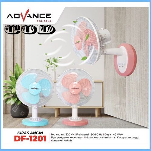 Advance DF-1201 Kipas Angin 12inchi Kipas Angin Meja Dinding 2in1 Kipas Duduk Dan Gantung Desk Wall FaN