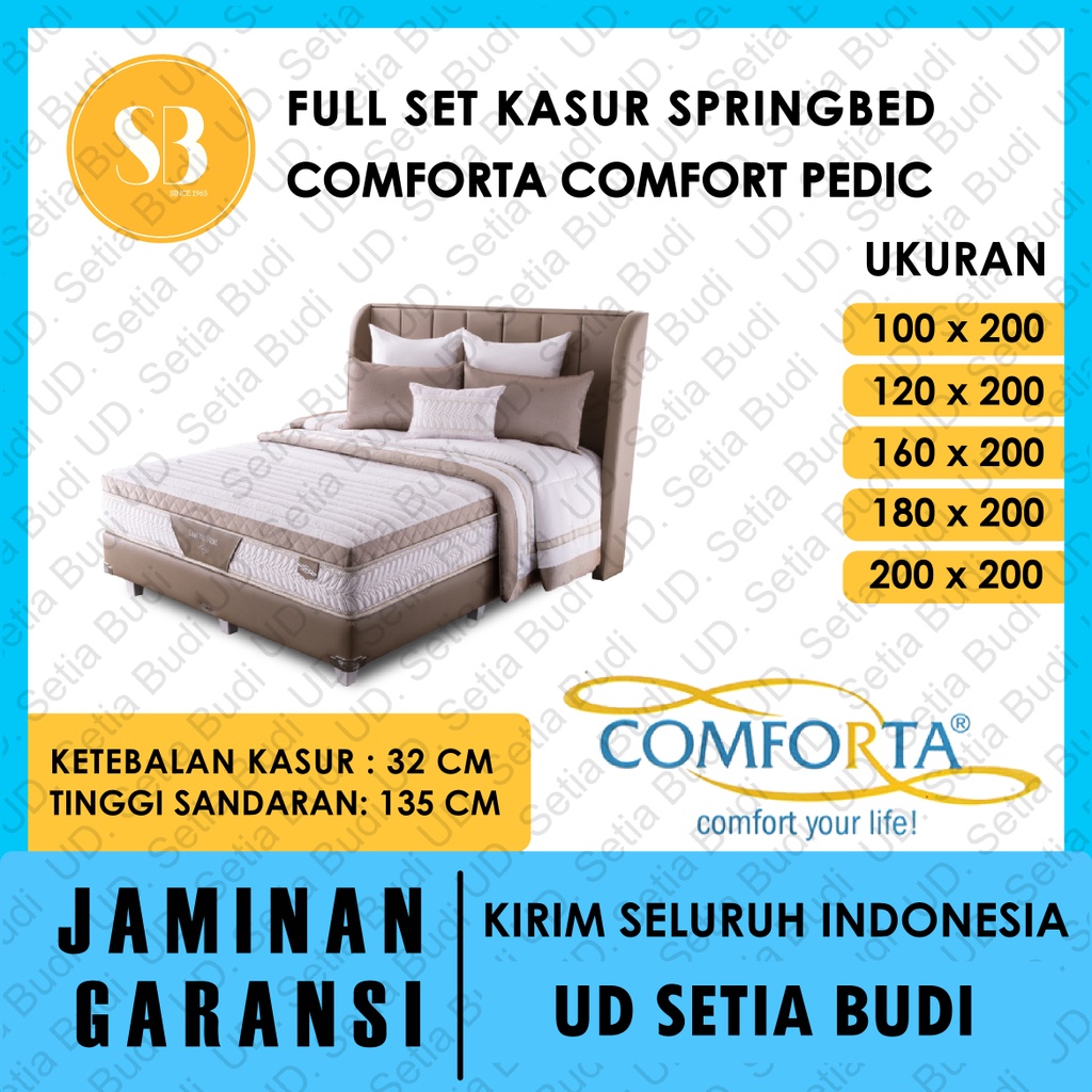 Full Set Kasur Comforta Springbed Comfort Pedic 200x200 180x200 160x200 120x200 100x200