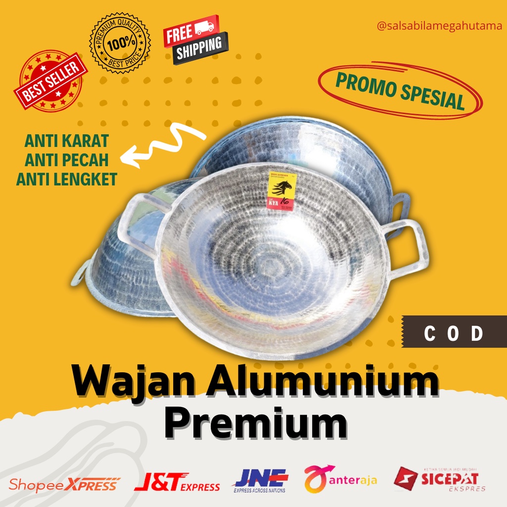 WJNALU89 - Penggorengan wajan katel kuali kenceng almunium alumunium jawa tebal anti lengket / katel