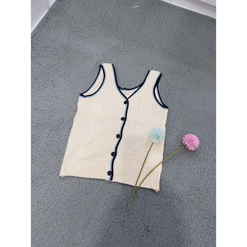 tanktop rajut wanita croptop knit button tanktop import.top knit kancing depan buntung import korean