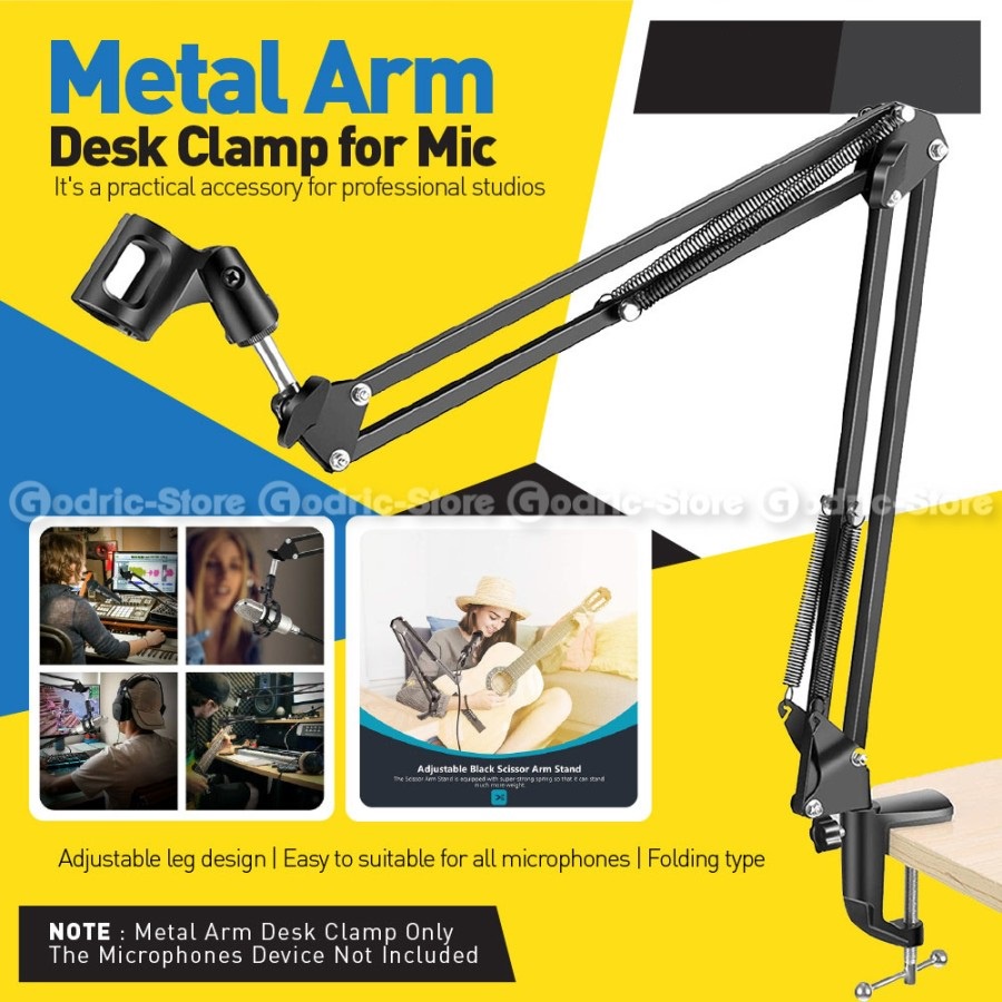 MS37 Microphone Stand Clip Arm Mic for Podcast / Recording / Streaming