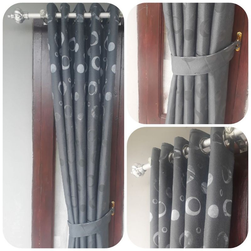 Gorden Smokring Polkadot Hordeng jendela korden pintu minimalis lebar 110cm x tinggi 150cm