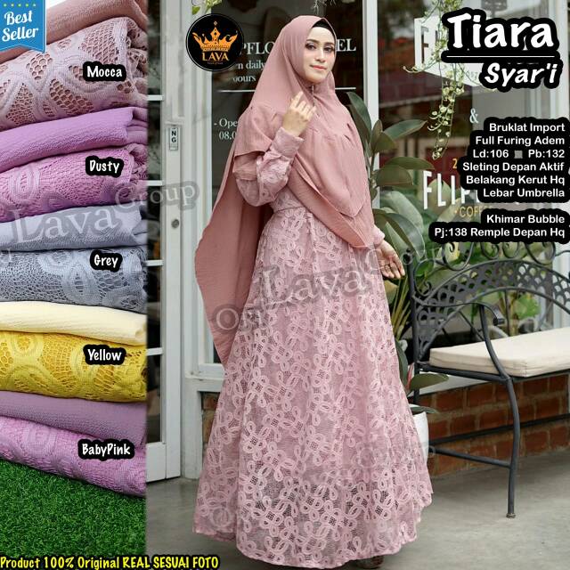 Tiara syari brokat dress gamis brokat setelan hijab