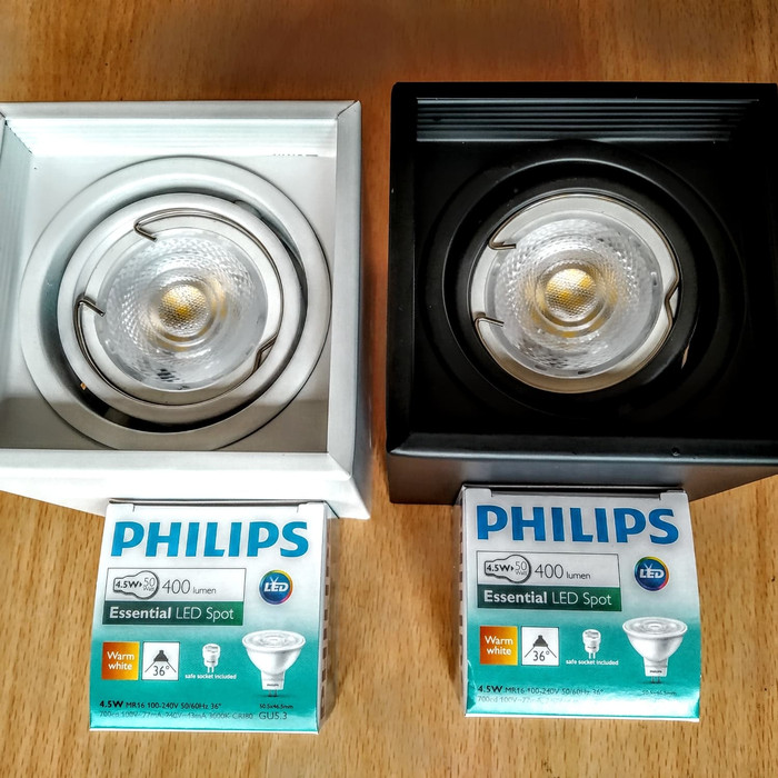 KAP MINIMALIS 4IN KOTAK DOWNLIGHT OUTBOW TERMASUK LED PHILIPS MR16