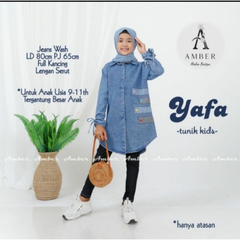 ATASAN YAFA JEANS TANGGUNG ANAK KEKINIAN TERBARU USIA 9TH 10TH 11TH TERLARIS CEWEK