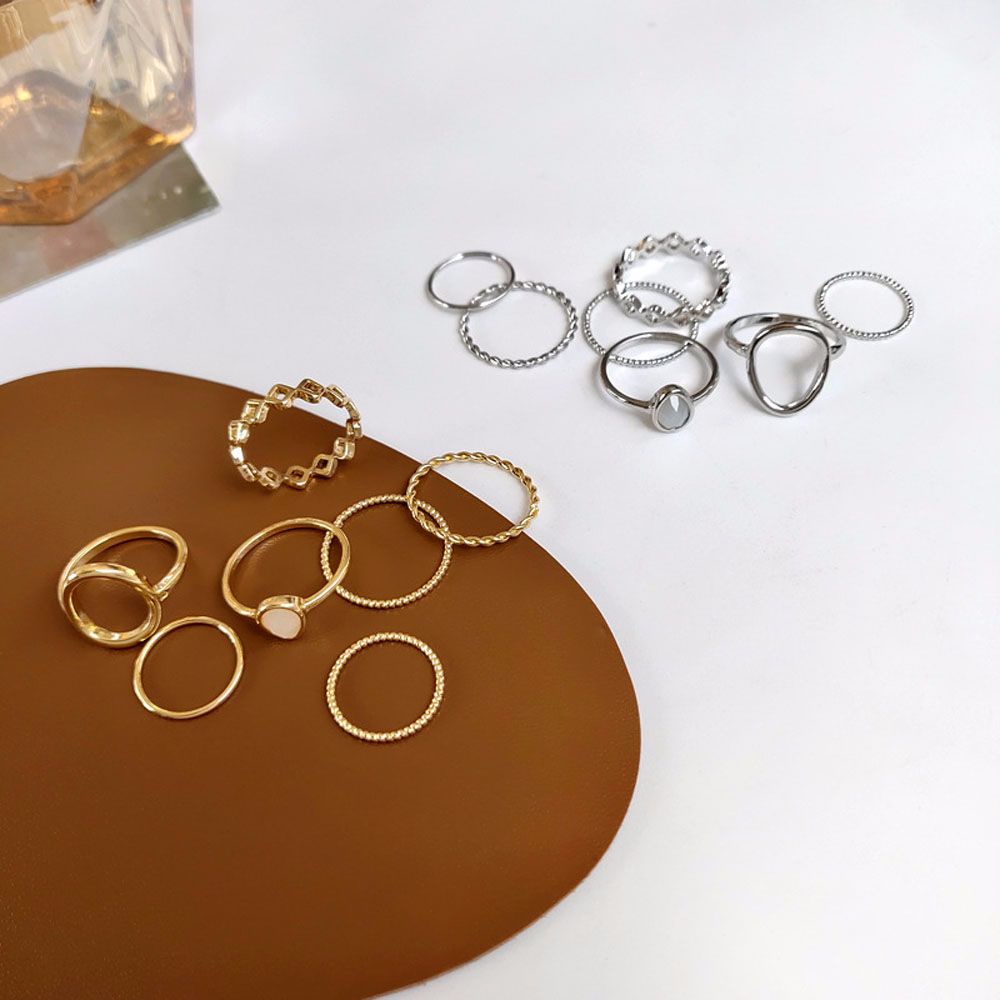 Needway  7Pcs/set Joint Ring Set Women Girls Fashion Accessories Rings Twist Chain Korean Metal Friend Gifts Vintage Tail Ring/Multicolor