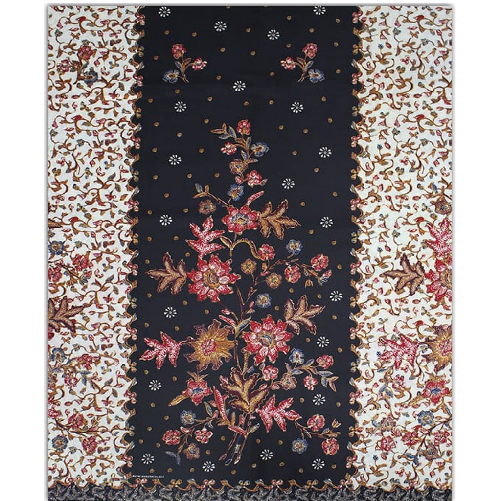 Sarung Batik Wanita Batik Pekalongan dasar Putih Putri Madura-Motif 53 Hitam