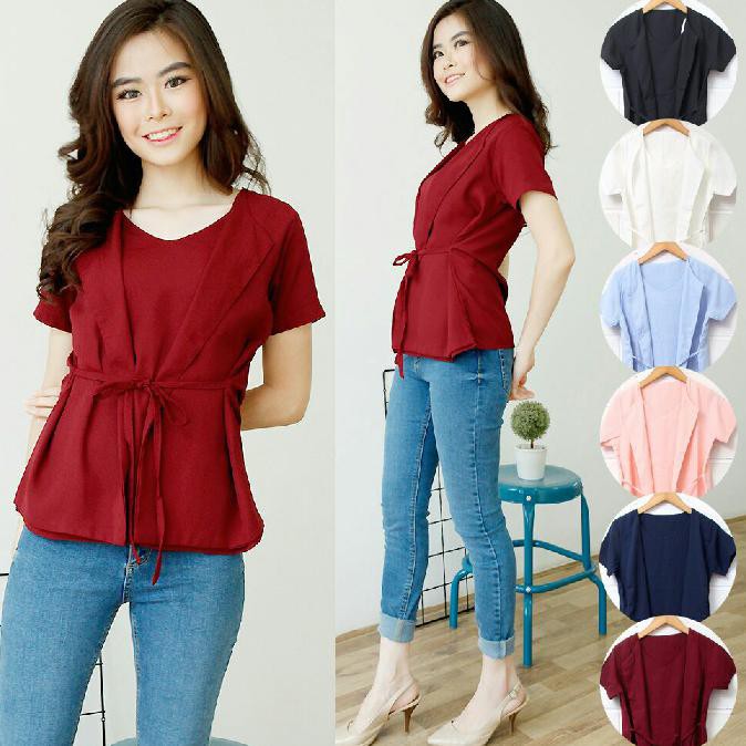 BLOUSE WANITA  BAJU ATASAN WANITA MURAH-ATASAN KOREA IMPORT-BAJU KANTOR-FURISA TOP - BIRU MUDA, M