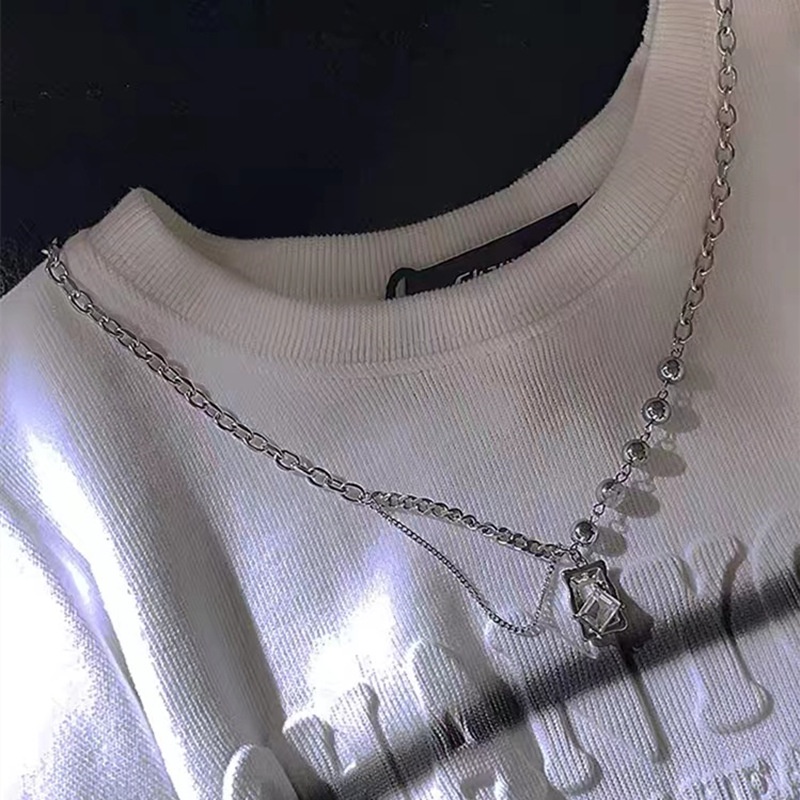 Kalung Rantai Clavicle Desain Geometri Gaya Korea