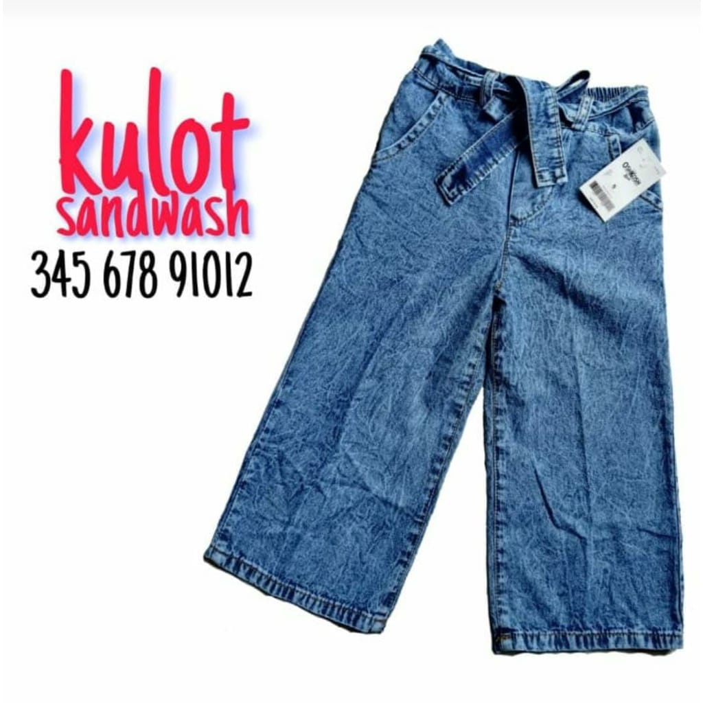 Kulot Jeans Anak Perempuan Tanggung - Kulot jeans anak Cewek - Celana Anak Anak Perempuan Bawahan Warna Hitam Senow Biru Senow Umur 2-10 Tahun