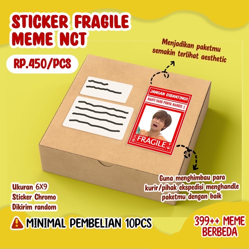 STICKER FRAGILE MEME LUCU UNIK untuk Paket KPOP | JANGAN DI BANTING