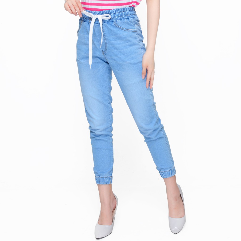 Celana Jogger jeans strech melar washed wanita model terbaru - XSHOP Amoris