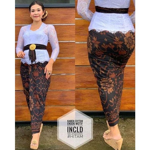 ABHA - Kamen Lembaran Katun Motif Endek Mastuli Set Selendang/Kamen Wanita Bali