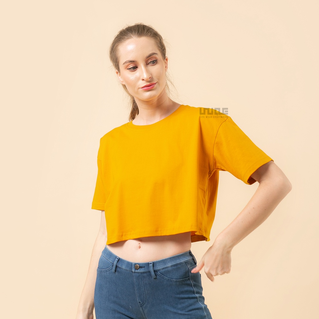 UNIQUE - (CropTop Series) Kaos Oversize Croptop Mustard