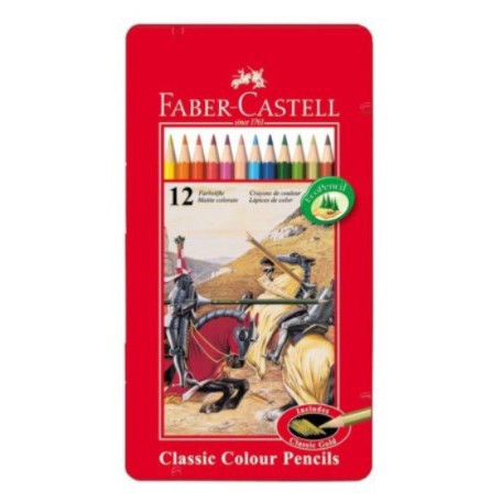 [ATK] - Faber-Castell Classic Colour Pencil 12 Tin Case - Pensil Warna 12w Kaleng