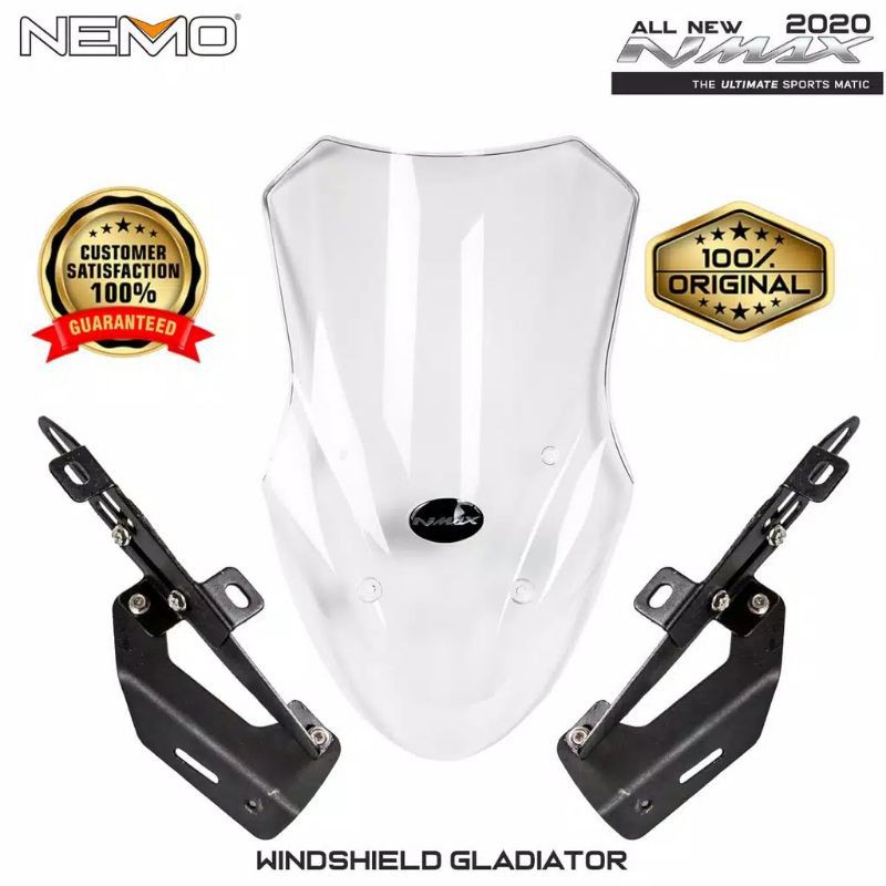 Paket Windshield / Visor / Winsil Gladiator Yamaha Nmax NEW 2020 Nemo + Breket Serpo