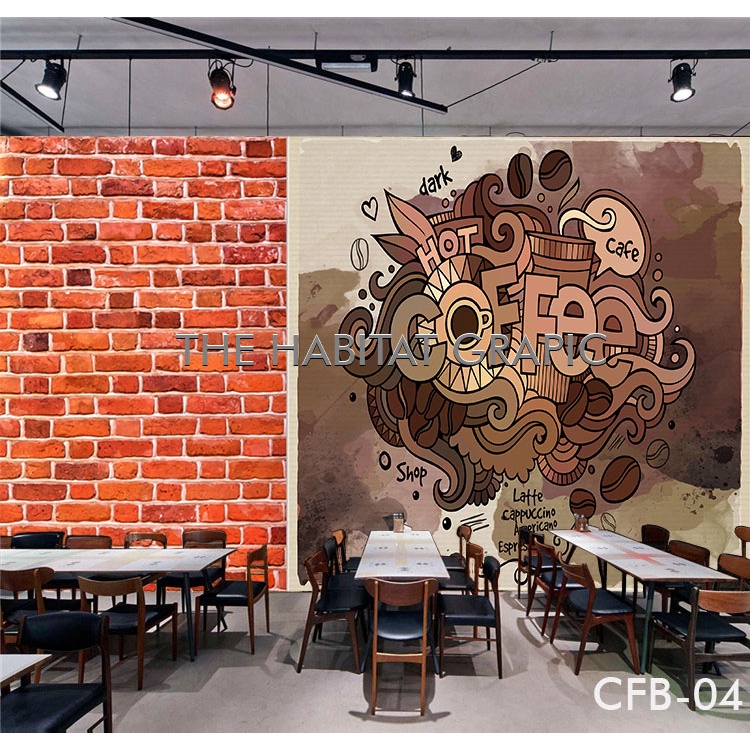 Wallpaper cofee shop - Wallpaper coffee shop 3D - wallpaper stiker dinding tema Dekorasi Cafe coffee