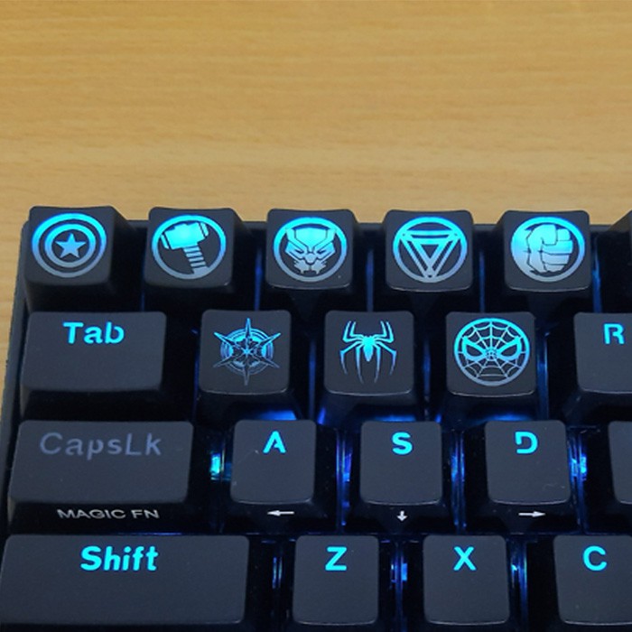 MARVEL HEROES Logo Keycaps Ukuran R4 - Backlit ABS keycap ( tembus LED )