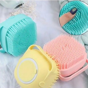 Sikat Silikon Mandi / Alat Gosok Mandi / Sikat Badan Bahan Silikon Lembut / Shower Brush Silicone Dispenser Sabun &amp; Shampoo