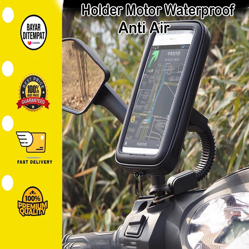 [BISA COD] Holder Motor Waterproof Dudukan Hp di Motor Anti Air HM09 HM10 tempat Handphone motor phone stand