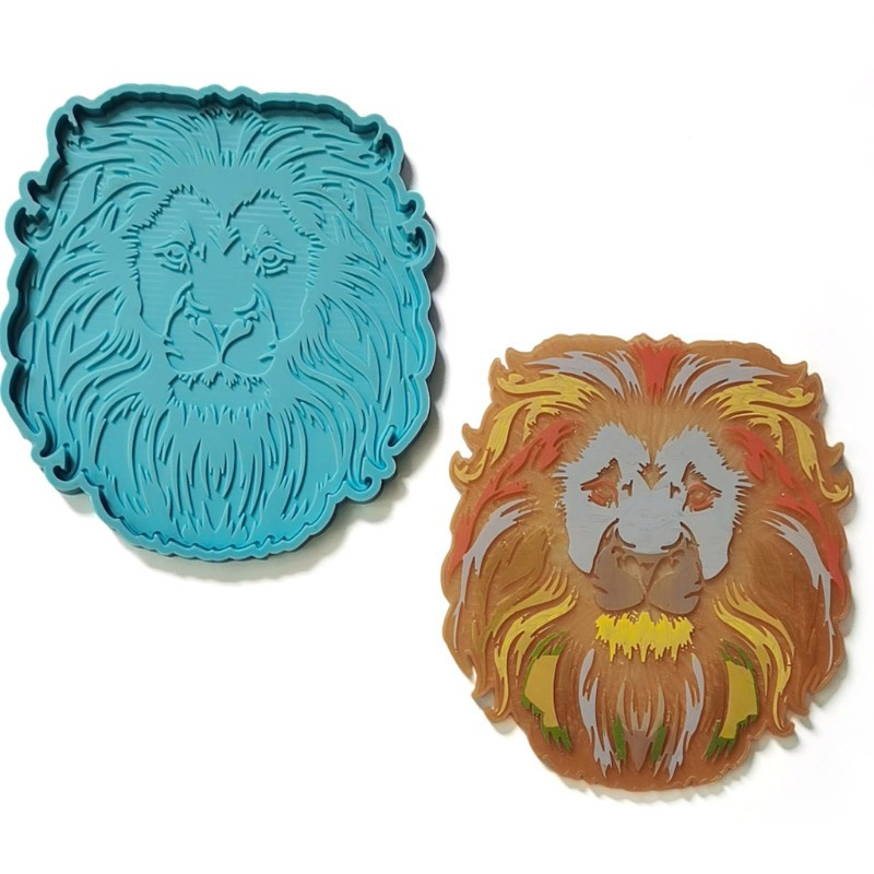 Glitter Lion Head Tray Epoxy Resin Mold Coaster Casting Silicone Mould DIY Crafts Jewelry Home Decorations Making Tool