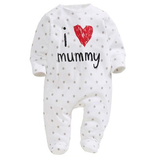 Jumpsuit Lengan Panjang Tulisan I Love Daddy Mummy untuk Jumpsuit Lengan Panjang Tulisan I Love Daddy Mummy untuk