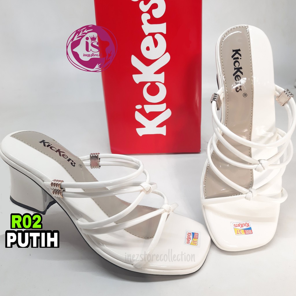 SANDAL HEELS WANITA KICKERS TALI SILANG TERBARU R02 MURAH GROSIR