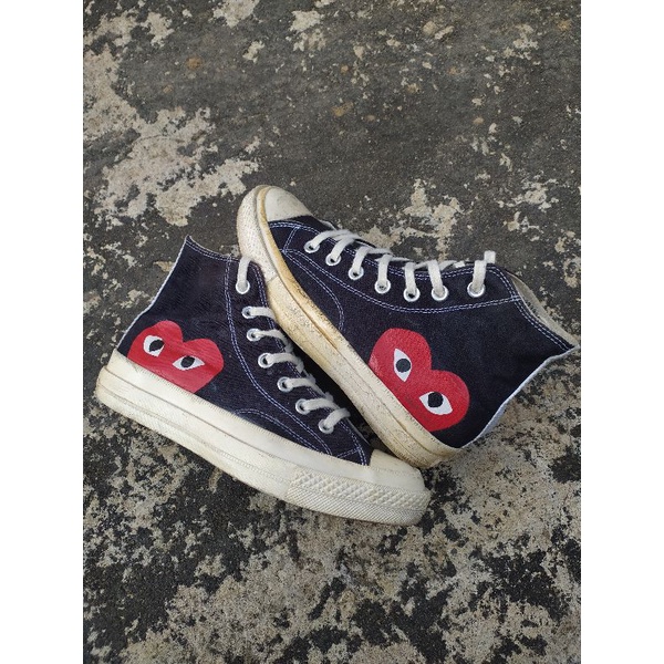 sepatu Converse high 70s black white cdg play x comme des garcons second Preloved original