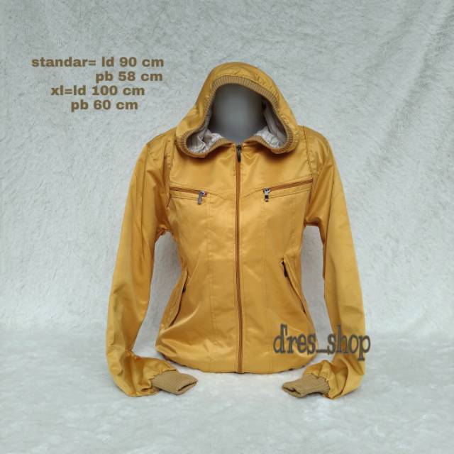 Jaket parasut Mustard cerah anti air M dan XL