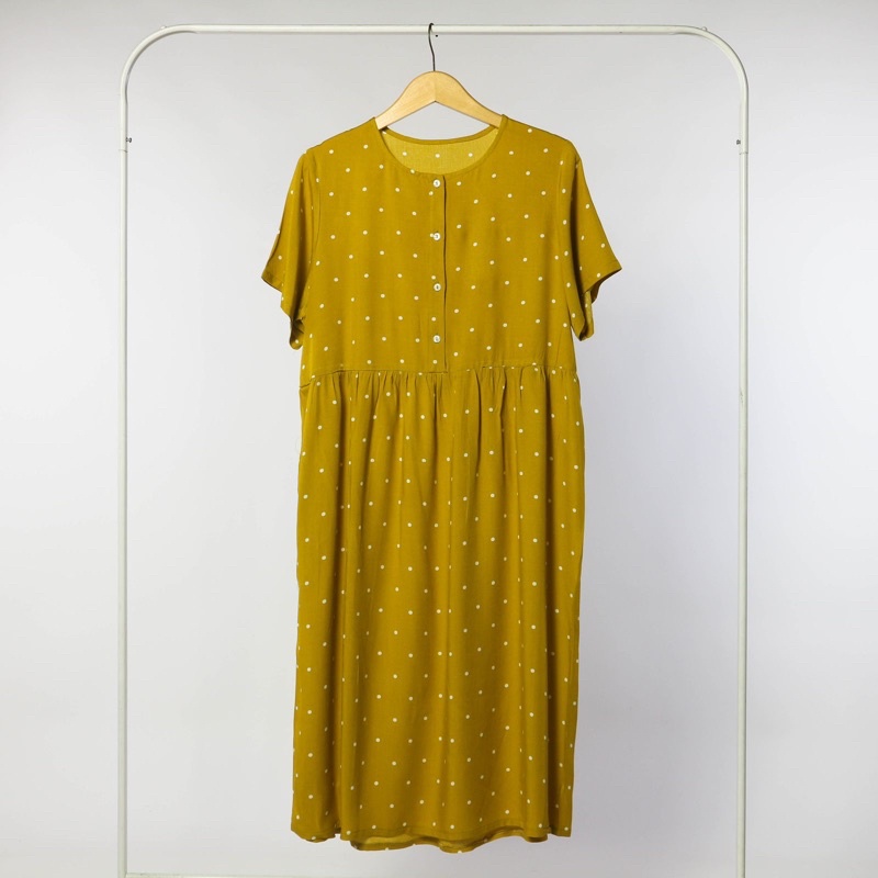 (KATLEEN) HOMEDRESS RAYON BUSUI FRIENDLY SLEEPWEAR COTTON RAYON-Polka mini olive