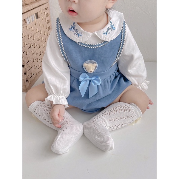 Blue bear romper/dress bayi anak perempuan