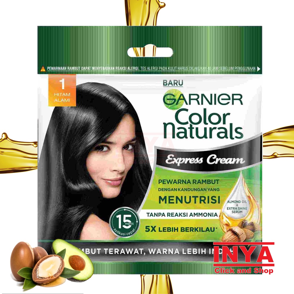 GARNIER COLOR NATURAL EXPRESS CREAM 1 HITAM ALAMI 20mlx20gr SACHET