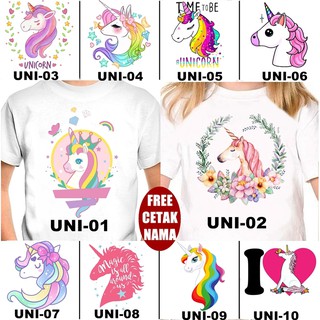  FREE NAMA Baju Kaos  COUPLE  DEWASA UNICORN  BANYAK 