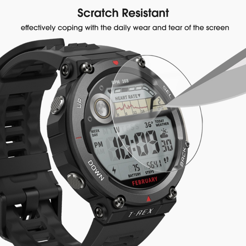 Pelindung Layar Tempered Glass Full HD Transparan Ultra Tipis Untuk Smartwatch Amazfit T-Rex 2