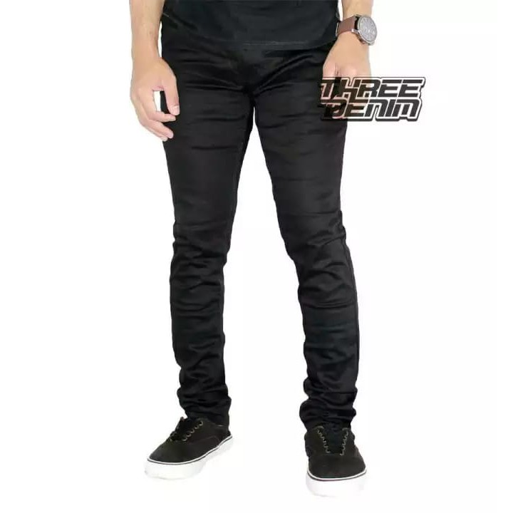  Celana  Chino  Original Three Denim  Hitam Shopee Indonesia