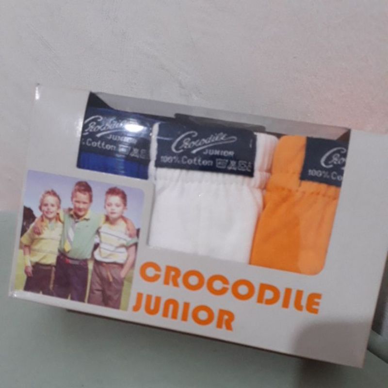 CELANA DALAM ANAK LAKI LAKI COWOK 2 3 4 5 6 7 TAHUN CROCODILE JUNIOR KATUN COTTON 100% 1 box isi 3pcs