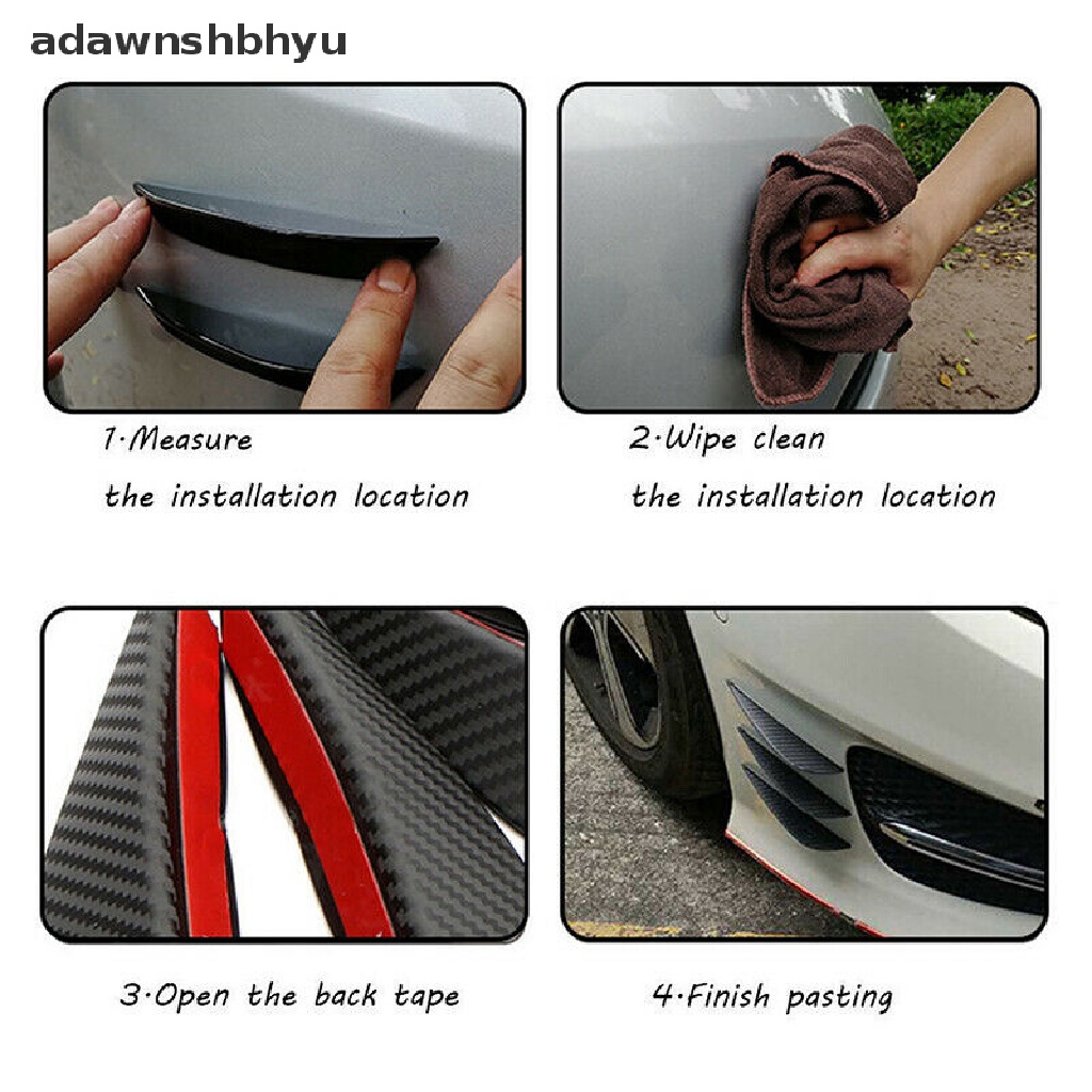 Adawnshbhyu 6Pcs Mobil Bumper Depan Lip Splitter Sirip Body Spoiler Canards Refit Gloss Black