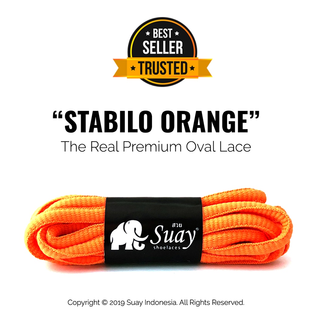 Tali Sepatu Bulat Stabilo Oranye (Oval) Premium Shoelace Stabilo Orange Surabaya