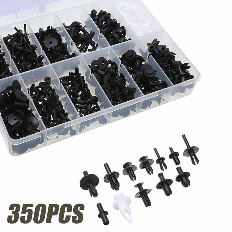 Baut Rivet Mobil Universal Car Push Pin Fasteners Clip 350 PCS - HE09 - Black - 7RRS34BK