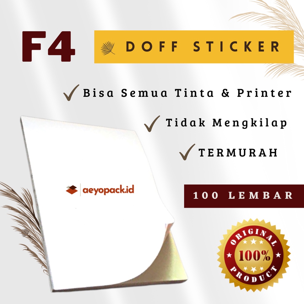 

Kertas Sticker HVS Doff F4 isi 100 Lembar